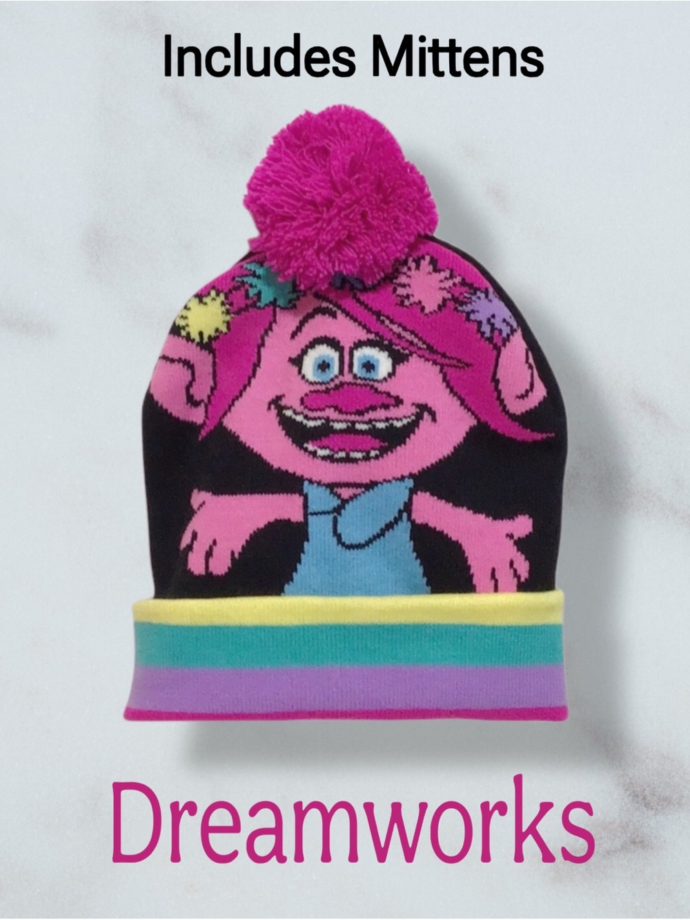 DREAMWORKS Trolls World Tour Hat‎ and Gloves Set NEW